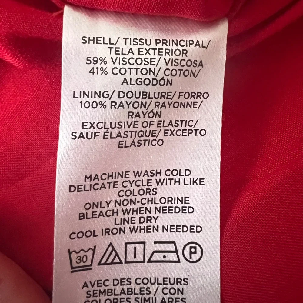 LOFT Petites Red White Heart Print Smocked Square Neck Long Sleeve Top Size 6P - Picture 10 of 10